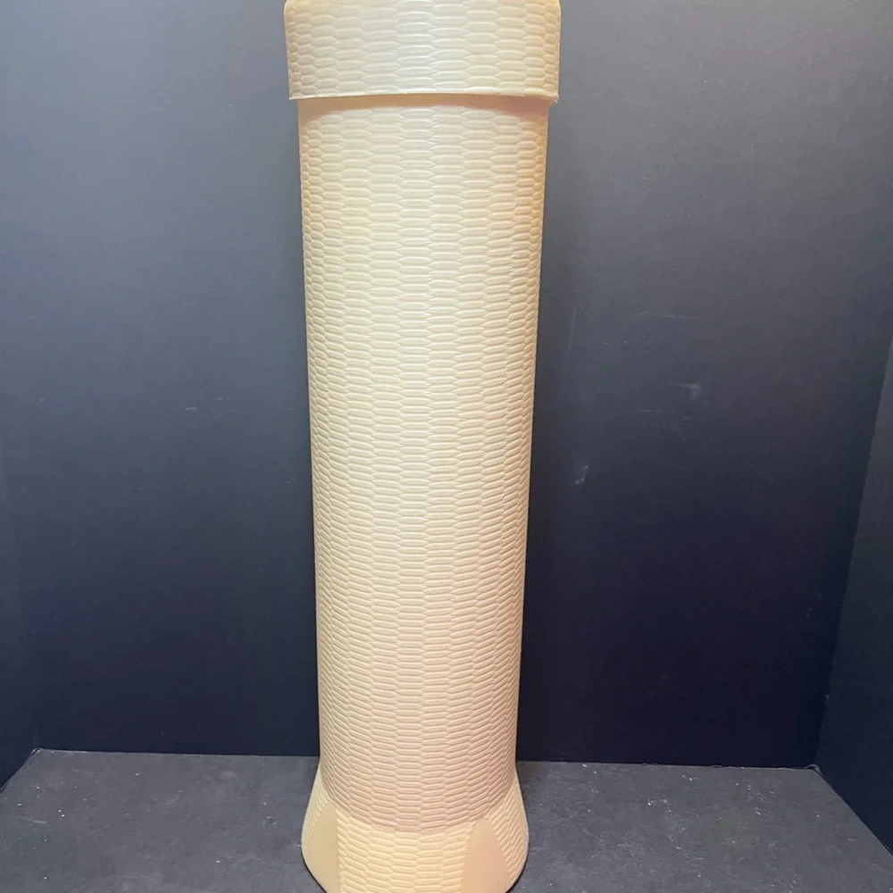Vintage Tall Plastic Paper Holder Canister w Lid Roses 60’s-70’s